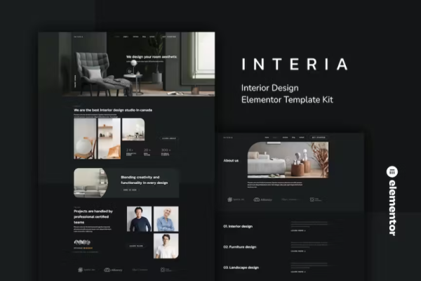 Interia – 室内设计 Elementor 模板套件-极客小站
