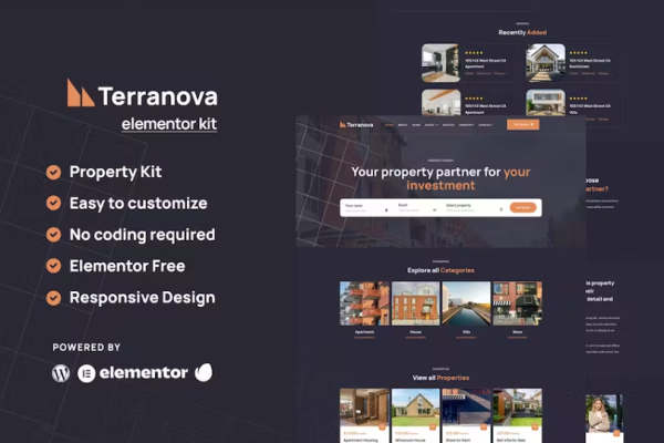 Terranova – 房地产 Elementor 模板套件-极客小站