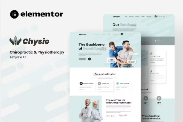 Chysio – 脊椎按摩疗法和物理治疗 Elementor 模板套件-极客小站
