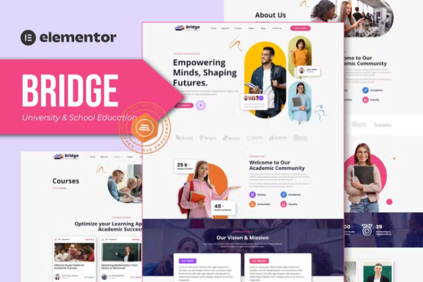 Bridge – 大学和学校教育 Elementor 模板套件-极客小站