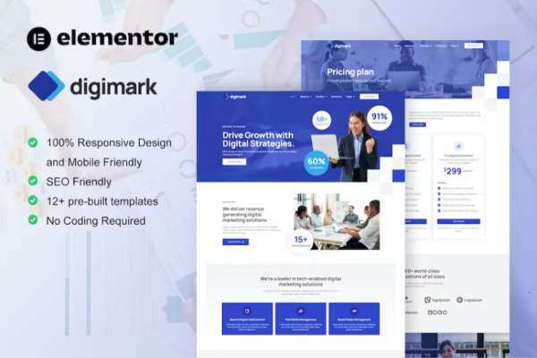 Digimark – 数字营销机构 Elementor Pro 模板套件-极客小站