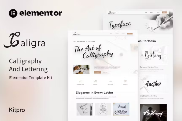 Caligra – 书法和刻字 Elementor 模板套件-极客小站