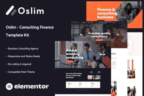 Oslim – 咨询财务 Elementor 模板套件-极客小站