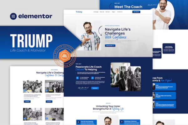 Triump – 生活教练和激励器 Elementor 模板套件-极客小站