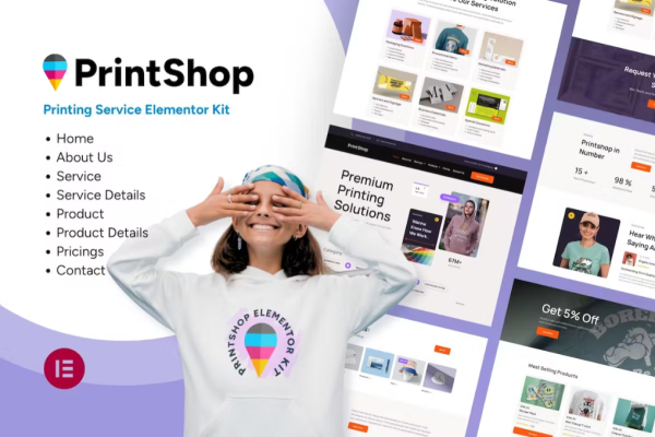 Printshop – 打印业务 Elementor 模板套件-极客小站