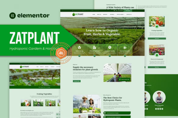 Zatplant – 水培花园和园艺 Elementor 模板套件-极客小站