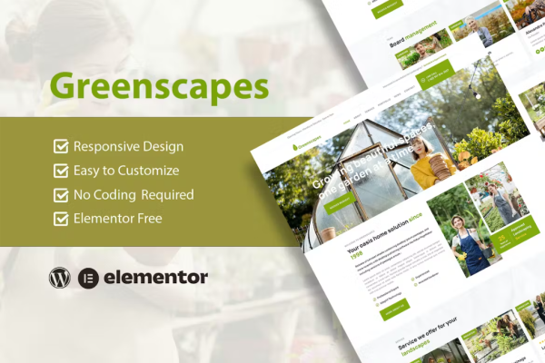 GreenScapes – 花园和景观服务 Elementor 模板套件-极客小站
