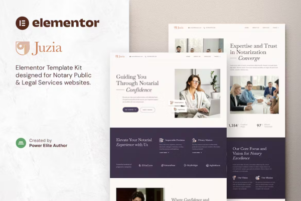 Juzia – 公证人和法律服务 Elementor 模板套件-极客小站