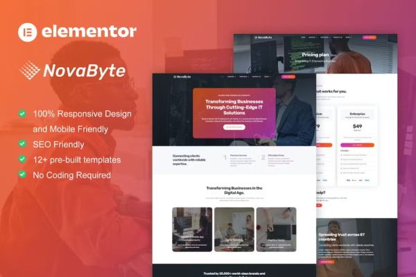 Novabyte – IT 解决方案和服务公司 Elementor Pro 模板套件-myforexstore