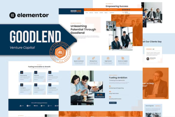 Goodlend – 风险投资和投资 Elementor 模板套件-极客小站