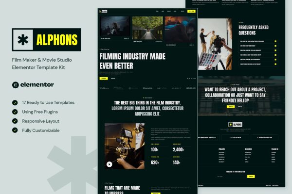 Alphons – 电影制作人和电影工作室 Elementor 模板套件-myforexstore