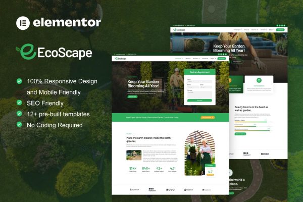 EcoScape – 园艺和景观 Elementor Pro 模板套件-myforexstore