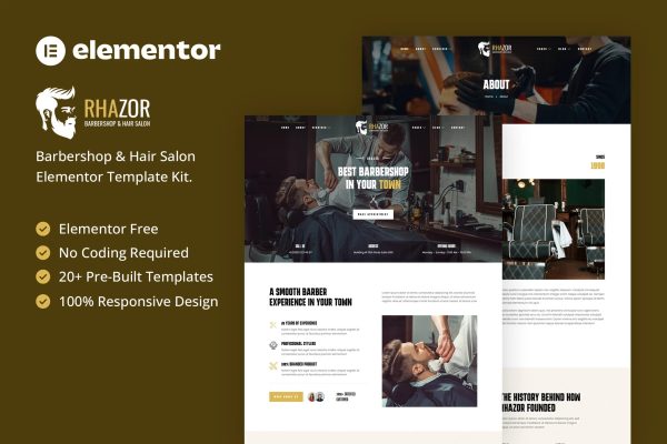 Rhazor-理发店和美发沙龙 Elementor 模板套件-myforexstore