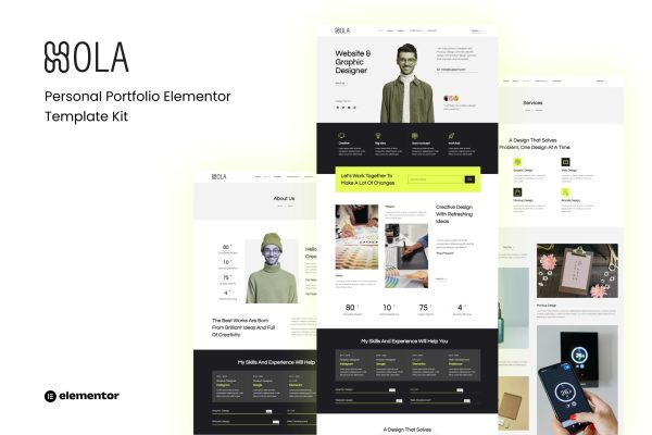 Hola – 个人作品集 Elementor 模板套件-myforexstore