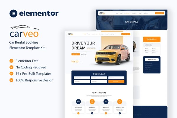 Carveo – 汽车租赁 Elementor 模板套件-myforexstore