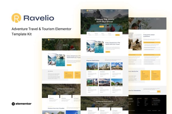 Ravelio – 冒险旅行和旅游 Elementor 模板套件-myforexstore