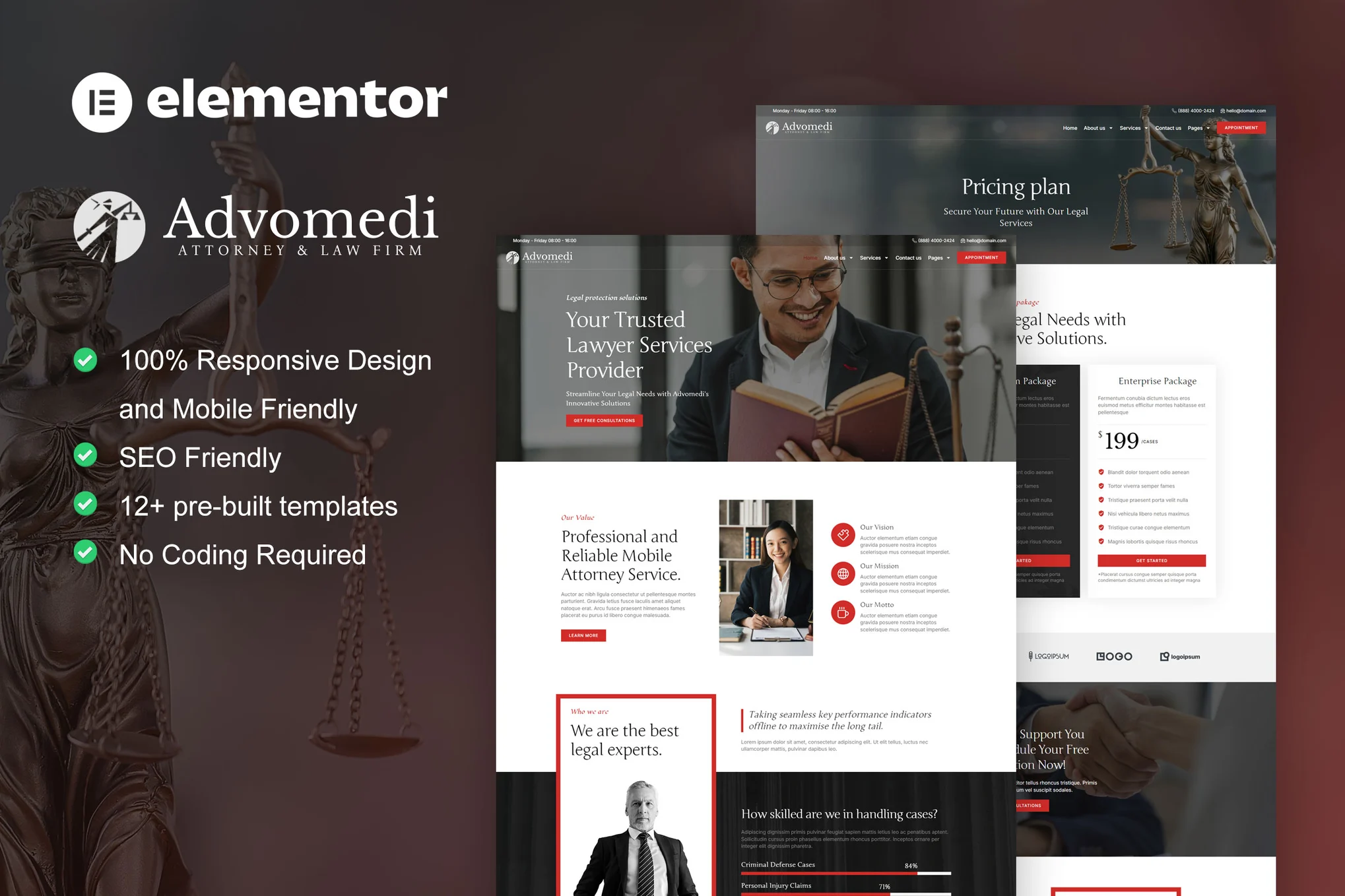 Advomedi – 律师和律师事务所 Elementor 模板套件-myforexstore