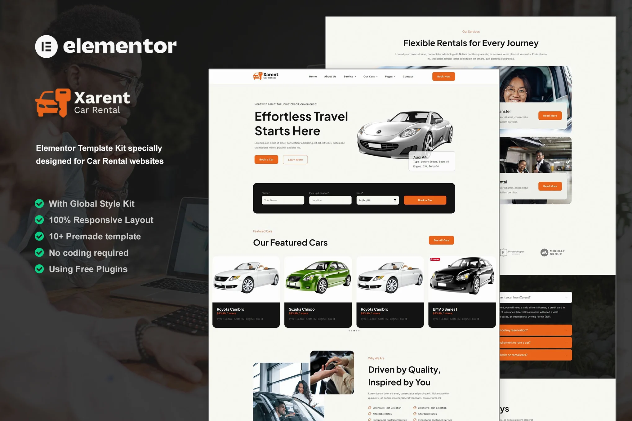 Xarent-汽车租赁 Elementor 模板套件-myforexstore