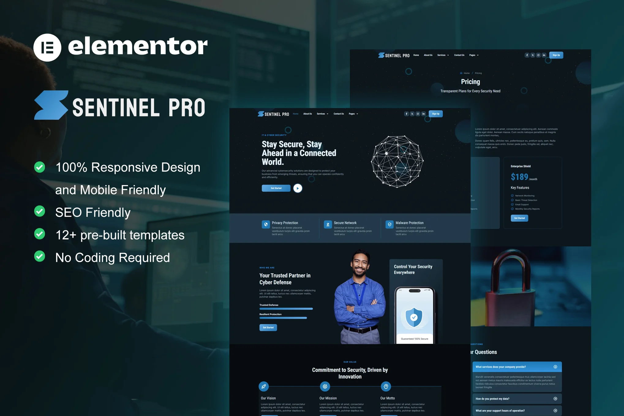 Sentinel – 网络安全服务 Elementor Pro 模板套件-myforexstore