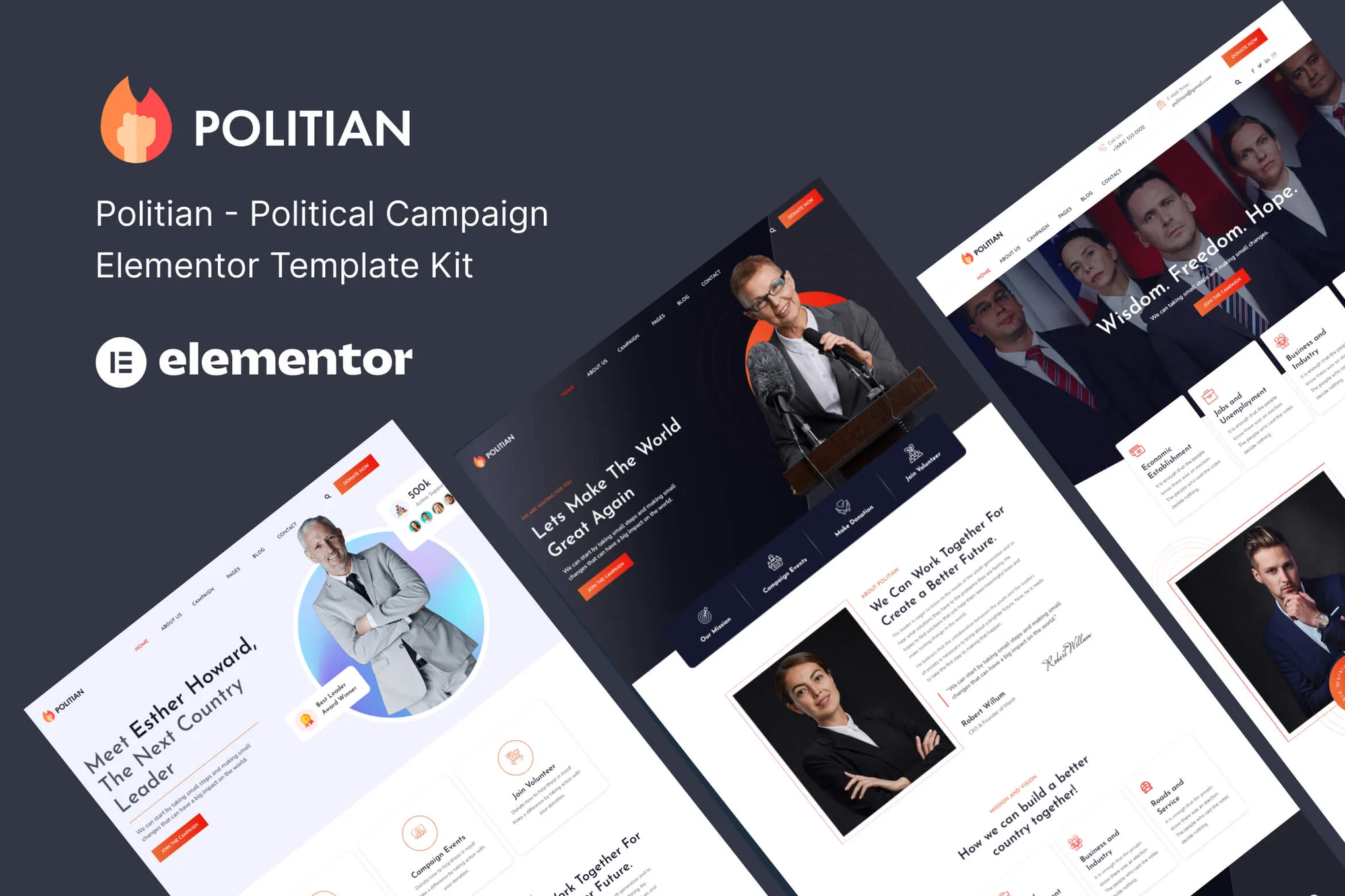 Politian – 政治竞选和选举 Elementor 模板套件-myforexstore