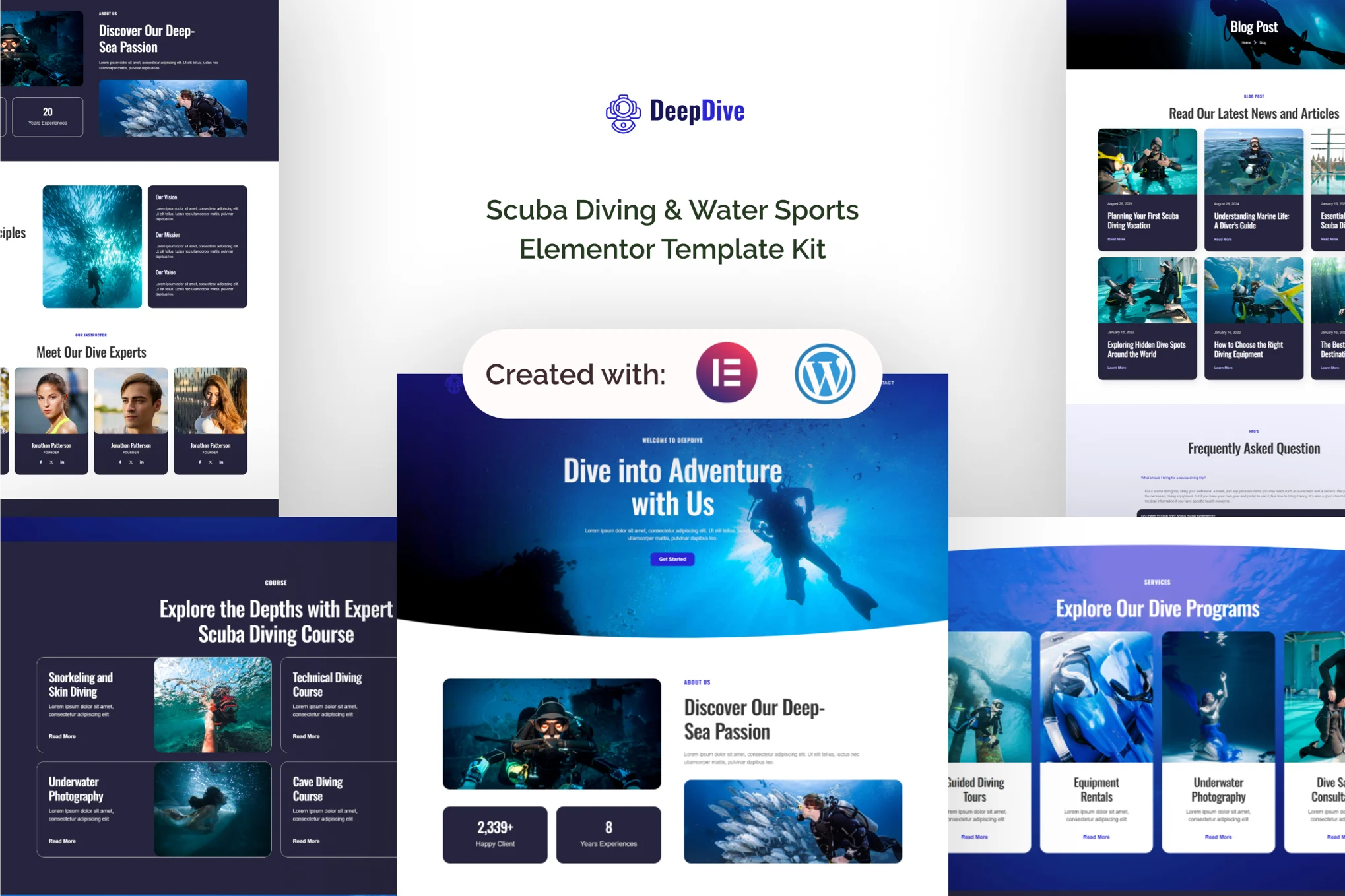 Deepdive-水肺潜水和水上运动 Elementor 模板套件-极客小站