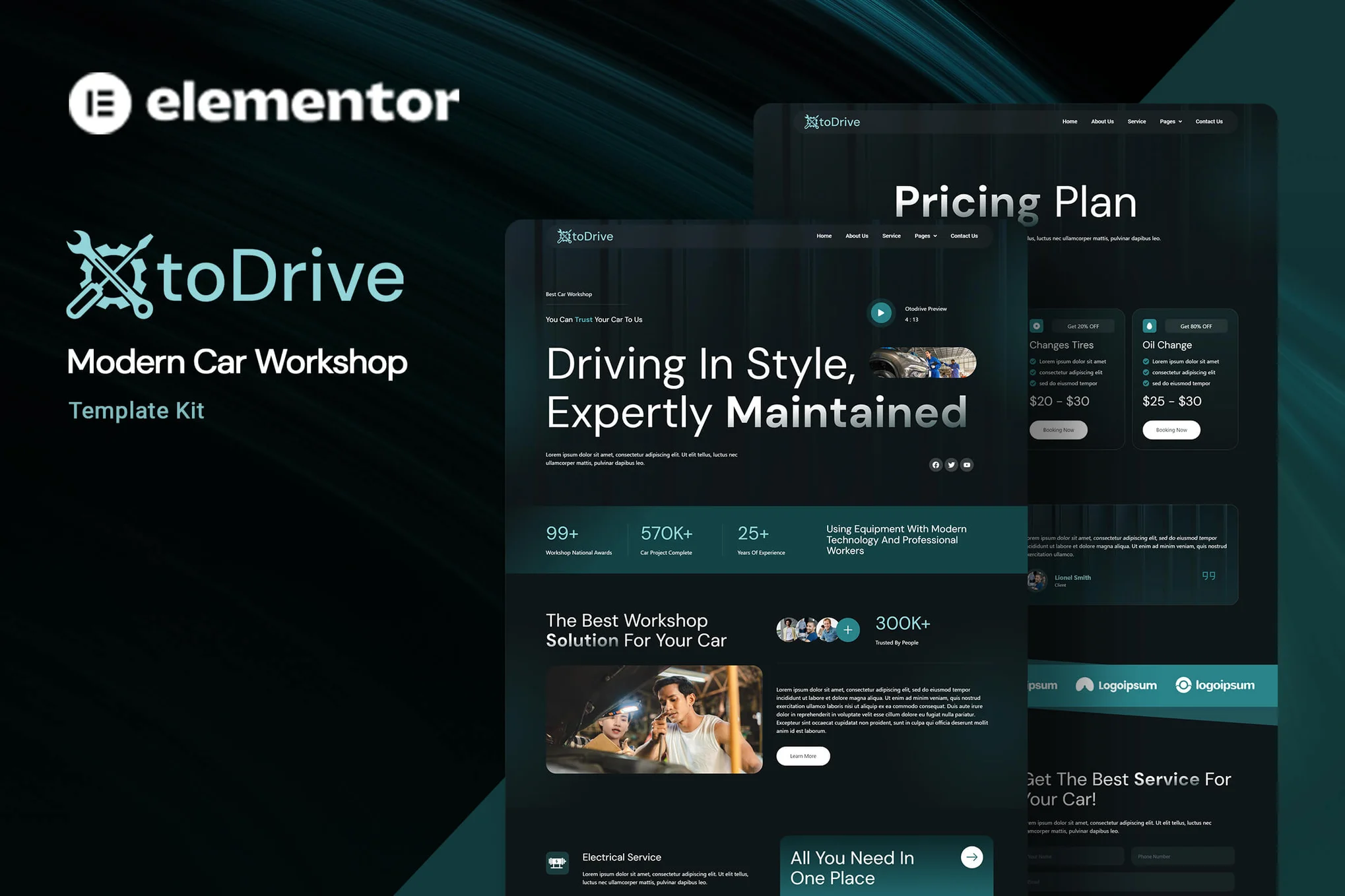 Otodrive-现代汽车车间 Elementor 模板套件-极客小站