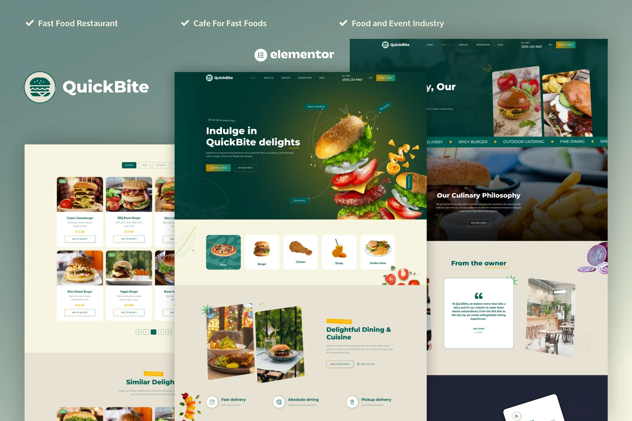 Quick Bite – 餐厅和咖啡厅 Elementor Pro 模板套件-极客小站