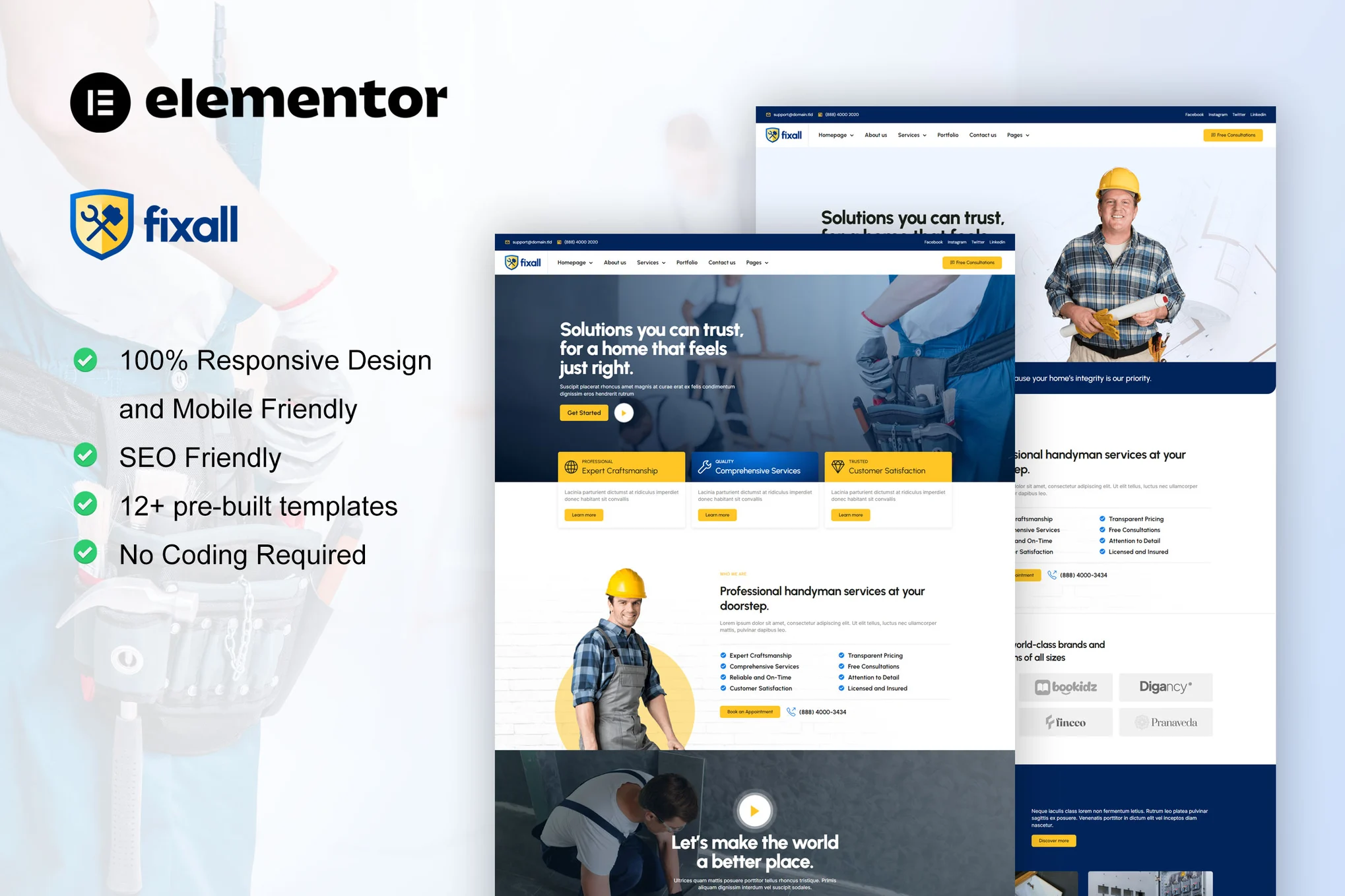 FixAll – 杂工和维修服务 Elementor Pro 模板套件-myforexstore