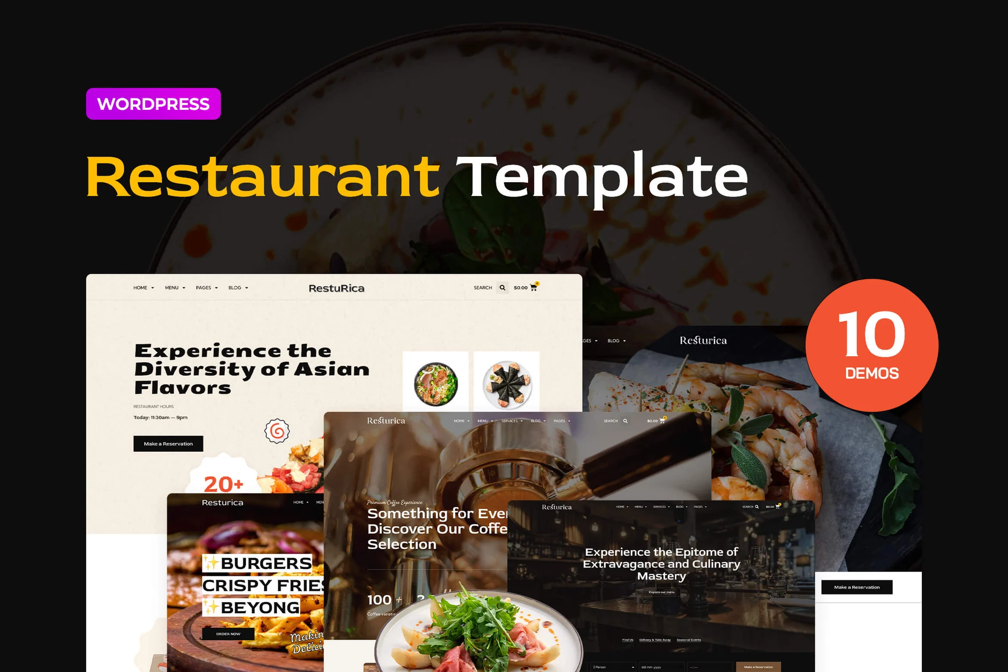 Resturica – 食品行业 Elementor Pro 模板套件-极客小站