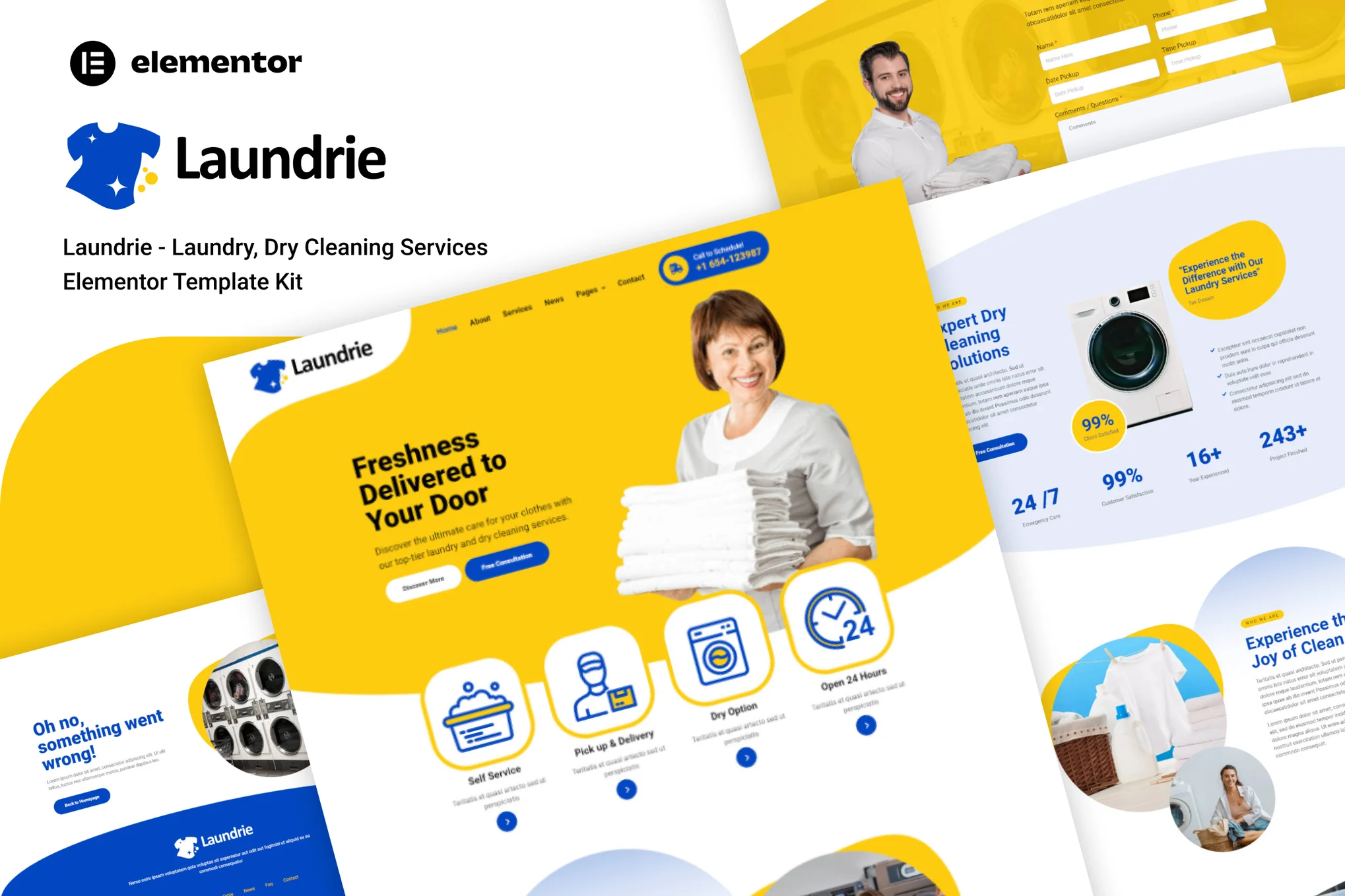 Laundrie – 洗衣、干洗服务 Elementor 模板套件-极客小站