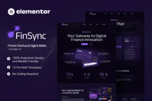 FinSync – 金融科技初创公司和数字钱包 Elementor 模板套件-myforexstore
