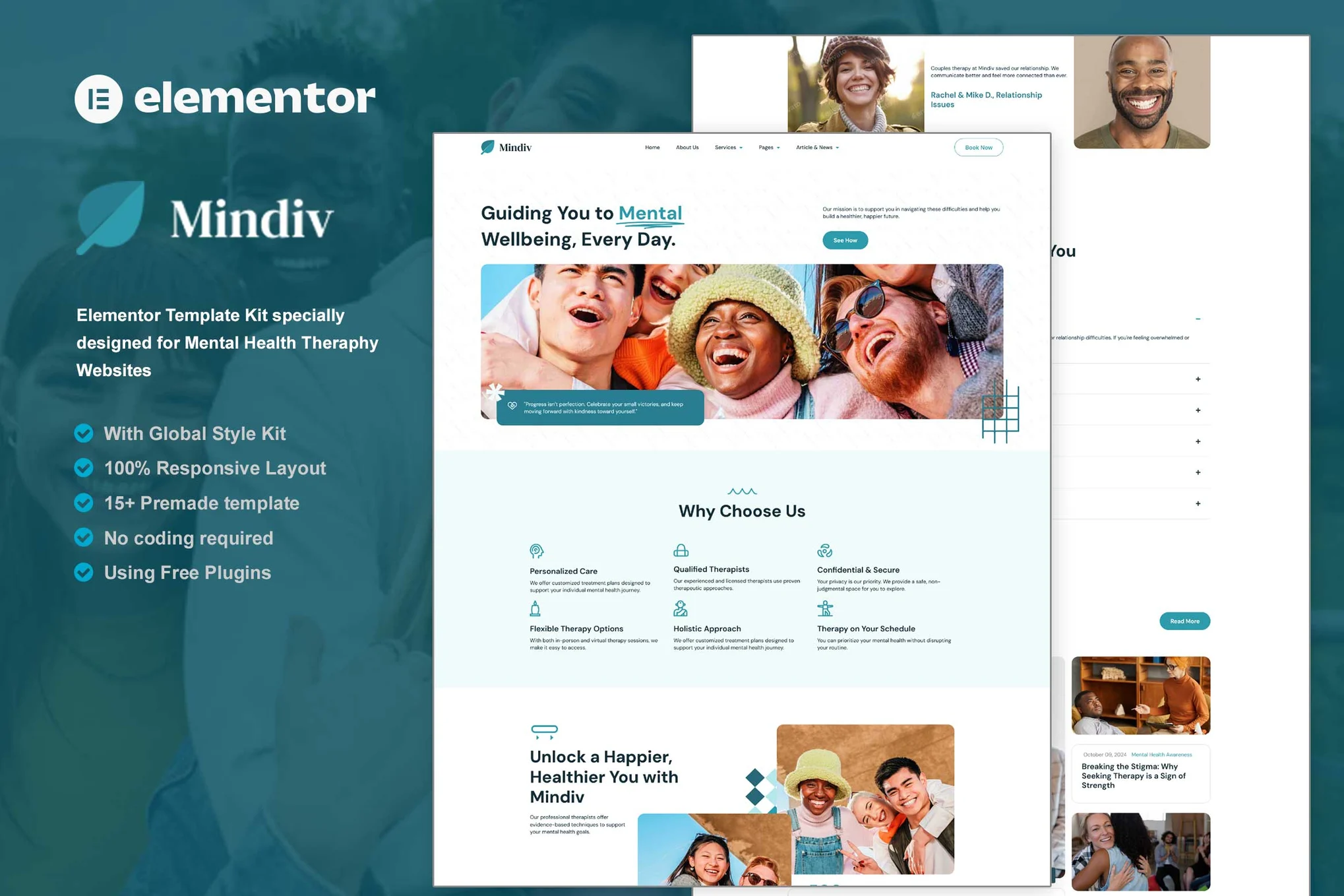 Mindiv – 心理健康治疗 Elementor 模板套件-myforexstore