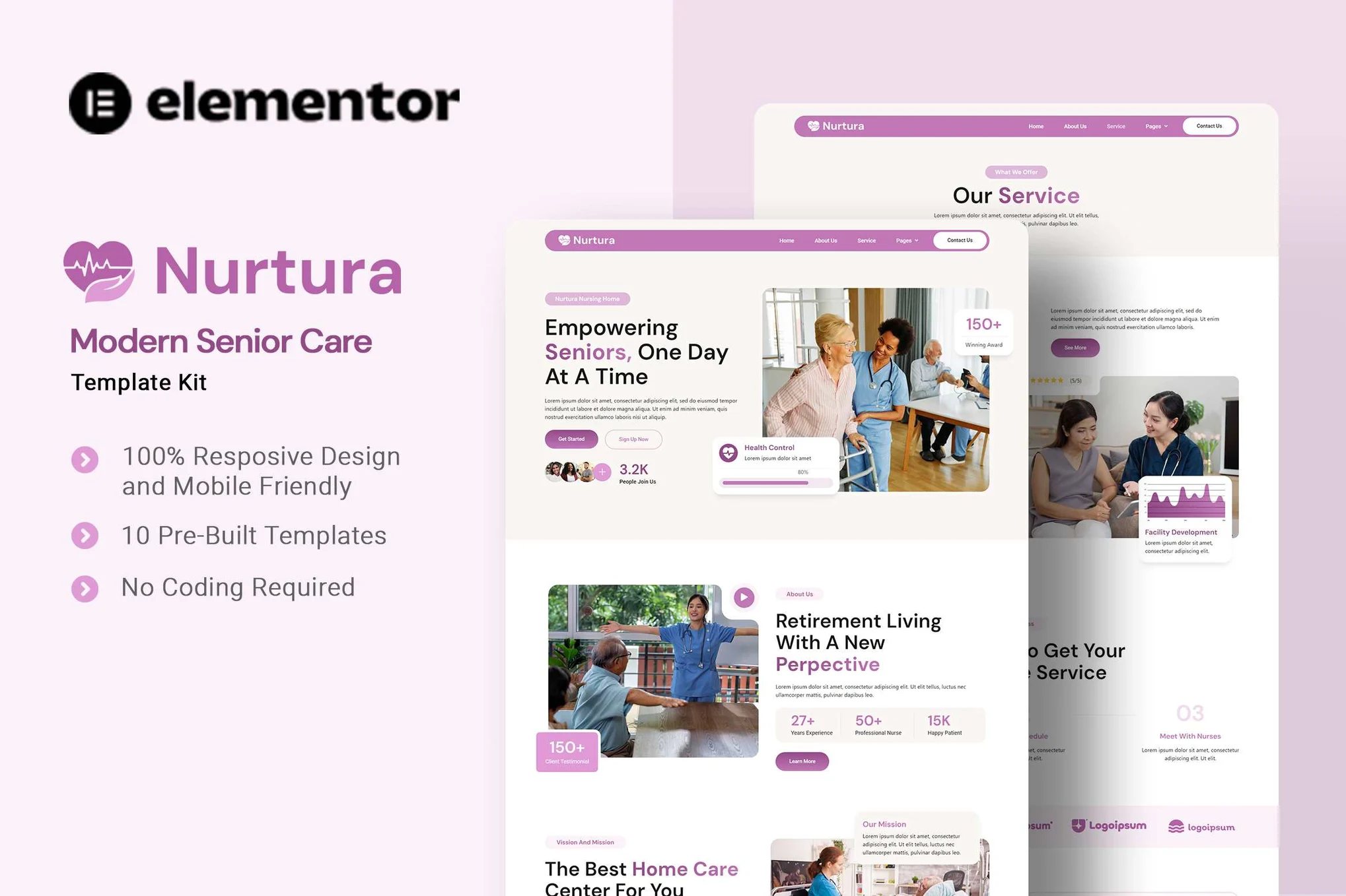 Nurtura – 现代老年护理 Elementor 模板套件-myforexstore