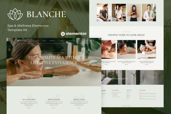 Blanche – 水疗中心、健康中心、冥想、时尚和美容院 Elementor 模板套件-myforexstore