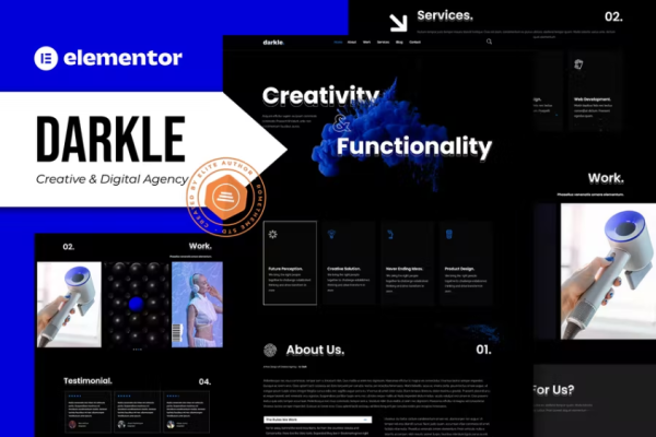 Darkle – 创意和数字代理 Elementor 模板工具包-myforexstore