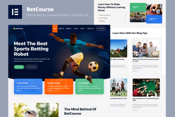 BetCourse – 体育博彩和预测课程 Elementor 模板套件-myforexstore