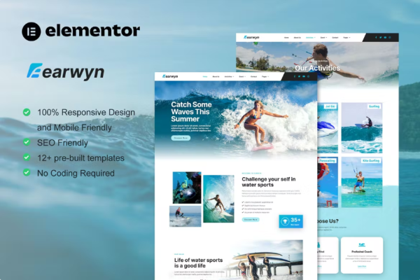 Earwyn – 水上运动和冲浪 Elementor Pro 模板套件-myforexstore