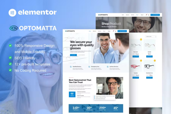 Optomatta – 眼镜商和眼镜店 Elementor Pro 模板套件-myforexstore