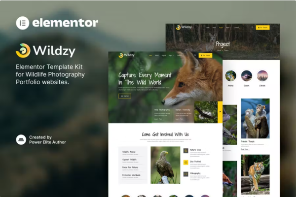 Wildzy – 野生动物摄影 Elementor 模板套件-myforexstore