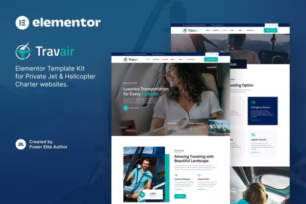 Travair – 私人飞机和直升机包机 Elementor 模板套件-myforexstore