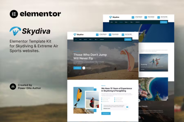 Skydiva – 跳伞和极限空中运动 Elementor 模板套件-myforexstore