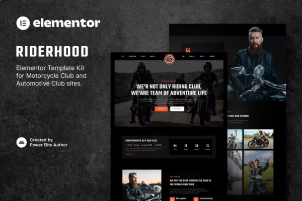 Riderhood – 摩托车俱乐部 Elementor 模板套件-myforexstore