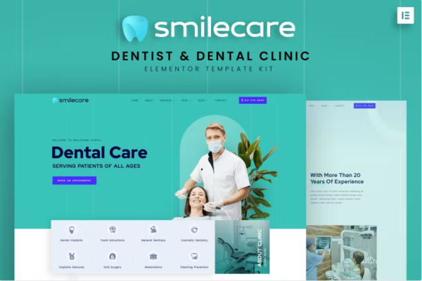 Smilecare – 牙医和牙科诊所 Elementor 模板套件-myforexstore