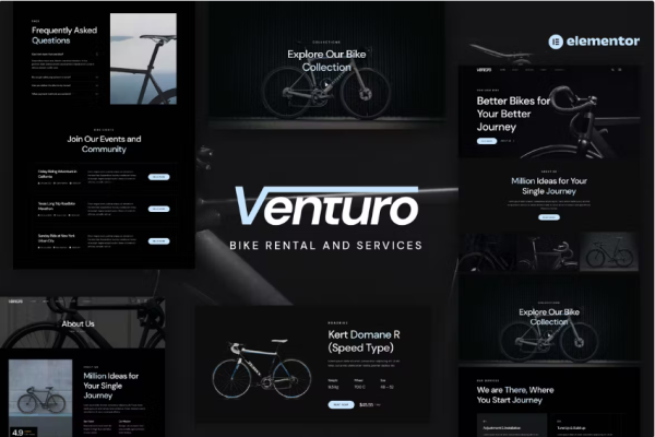 Venturo – 自行车租赁和服务 Elementor 模板套件-myforexstore