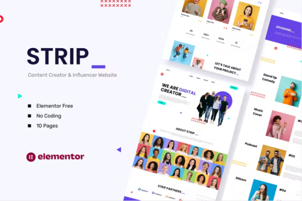 Strip – 内容创建者和影响者 Elementor 模板工具包-myforexstore