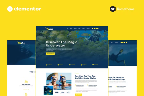 Yache – 水肺潜水中心 Elementor Pro 完整站点模板套件-myforexstore