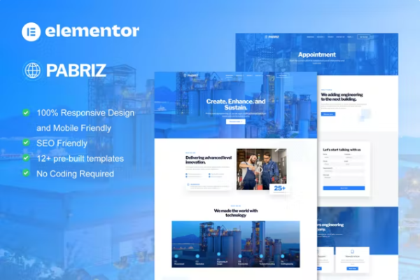 Pabriz – 工程和工业服务 Elementor 模板套件-myforexstore