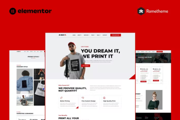 D 恤 – T 恤设计和印刷 Elementor Pro 完整站点模板套件-myforexstore