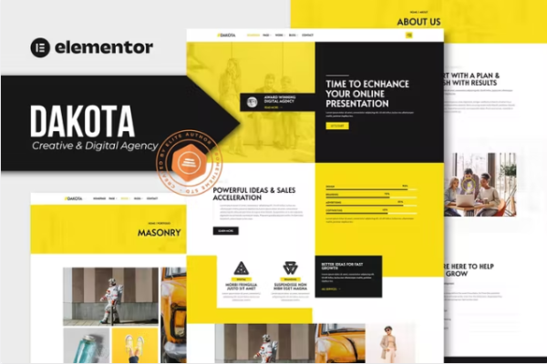 Dakota – 创意和数字代理 Elementor 模板工具包-myforexstore