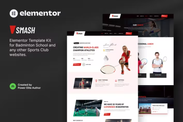 Smash – 羽毛球学校和体育俱乐部 Elementor 模板套件-myforexstore